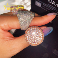 Ensemble de mosaïque inversé, bijoux hip-hop en moissanite, argent 925, entièrement serti de pierres, bague en moissanite, hip-hop