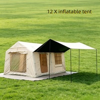 Grande tente de camping gonflable familiale quatre saisons à triple couche, imperméable, en PVC Oxford, portable, pour le glamping, avec protection solaire