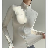 Veste de sport pour femme automne/hiver, col montant, séchage rapide, fermeture éclair longue, pour fitness, entraînement, yoga, très tendance matinale