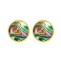 Boucles d'oreilles en argent S925 hypoallergénique plaqué or bijoux de plage boucles d'oreilles en coquillage d'ormeau pour femmes