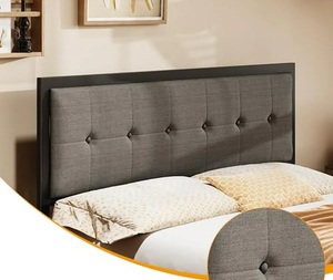 Modern Grey Queen Panel Metal Platform <strong>Bed</strong> with Fabric Tufted Headboard and 10.62" <strong>Underbed</strong> Storage - Product Image 4