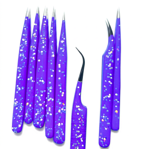 Pince à cils professionnelle japonaise à paillettes, finition poudrée, pour volume et isolation des extensions de cils - Product Image 1
