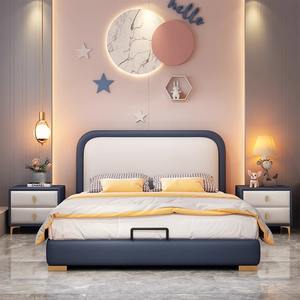 <span class=keywords><strong>Lit</strong></span> simple pour garçon, luxe léger, tendance sur internet, en cuir moderne, simple, <span class=keywords><strong>lit</strong></span> bébé, tissu technologique, <span class=keywords><strong>lit</strong></span> de <span class=keywords><strong>rangement</strong></span> de 1,5 m - Product Image 2