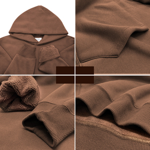 H5377 sudaderas con capucha personalizadas para hombre 100% algodón 500 gramos de peso alto forro polar pesado de talla grande sudaderas con capucha en blanco con estampado de invierno - Product Image 2