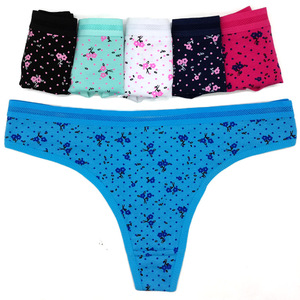 Ropa Interior Femenina, Tallas Europeas <span class=keywords><strong>S</strong></span> <span class=keywords><strong>M</strong></span> L XL XXL, Tanga de Algodón Suave Estampada para Uso Diario - Product Image 1