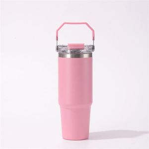 20oz 30oz Car Handle Grip <b>Travel</b> <b>Mug</b> Stainless Vacuum Insulated Tumbler Lid Straw Non-Slip Base - Product Image 2