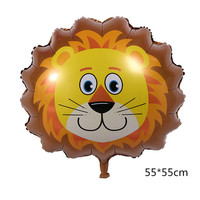 Ballons en aluminium réutilisables en forme de tête d'animaux de dessin animé, thème Jungle Safari (Tigre, Lion, Singe, Vache, Girafe, Zèbre, Cochon), pour décoration de fête d'anniversaire sur le thème du zoo, utilisables avec de l'hélium