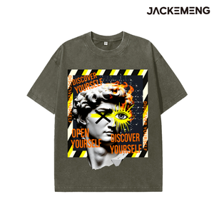 Camiseta Oversize de Algodón Lavado con Estampado Artístico 'Descubre Tu Esencia', Estilo Retro Urbano, Venta al por Mayor desde Almacén en EE. UU. - Product Image 6