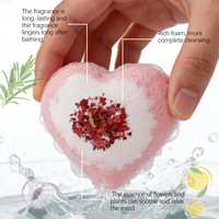 VIARELINE Herbal Rose Heart Bath Salt Bubble Balls Plant Extract Essence Cleanses Pores Gently Hydrates and Nourishes