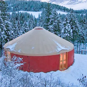 Maison de yourte mongole d'hiver ronde tenda yurta glamping bois nouveau design moderne luxe maison de mongolie