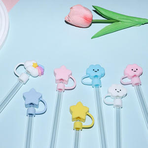 Cubierta de silicona para punta de pajita de 10 mm, tapa de pajita de plástico PVC 3D con diseño de lazo y estrella para accesorios de vasos de agua de 40 oz, venta al por mayor - Product Image 6