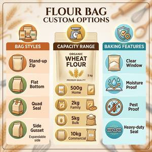 Sachet Doypack personnalisé refermable en feuille d'aluminium Mylar de qualité alimentaire pour <span class=keywords><strong>farine</strong></span> de blé et emballage de céréales de boulangerie - Product Image 4
