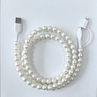 Kabel Pengisi Daya Berhias Manik-Manik 4 in 1 USB Multi Interface Pengisian Cepat Kabel Pengisi Daya Ponsel Berhias Manik-Manik Lucu untuk Ponsel