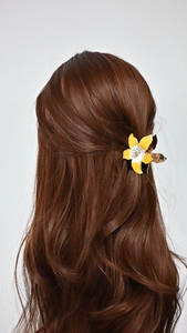 Fermaglio per <span class=keywords><strong>capelli</strong></span> Daou da 6 cm in lega con fiore, smaltato e ricamato, elegante, per uso quotidiano, primavera/estate, nuova moda, decorazione per <span class=keywords><strong>capelli</strong></span> da donna, all'ingrosso - Product Image 6
