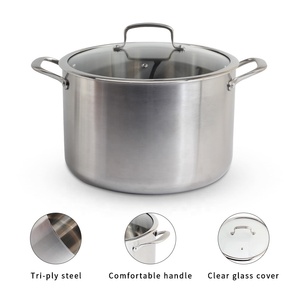 Tri-Ply Stainless Steel Cooking holds up to 8 quarts--great for large batches of <b>soups</b>, stews,Cooking Stock <b>Pot</b> - Product Image 3