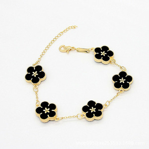 Nuovi Braccialetti a Cinque Foglie Multicolore, Placcati in Oro su Entrambi i Lati, Bracciale Portafortuna a Forma di Fiore per Matrimoni e Feste, Idea Regalo - Product Image 3