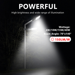 Özelleştirilmiş 3CCT 1500LM IP65 Güneş Enerjili LED Sokak Lambaları, Pil, ABS, ROHS Sertifikalı, Yol Kullanımı için Hepsi Bir Arada Tasarım - Product Image 2