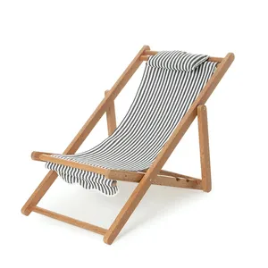 Silla de salón de playa de madera plegable Premium Rosa personalizada, silla de playa reclinable plegable Retro para exteriores para niños