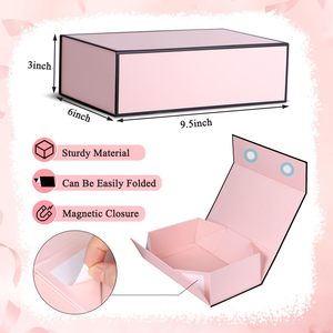 Boîte cadeau magnétique avec couvercles, rubans et sac cadeau pour les cadeaux, boîte cadeau rose avec ensemble de sacs pour femme, fille, elle, boîte pour anniversaire - Product Image 3
