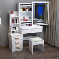 Nouvelle table de toilette moderne minimaliste - Table de maquillage multifonctionnelle pour la maison et la chambre à coucher avec miroir coulissant éclairé et réglable