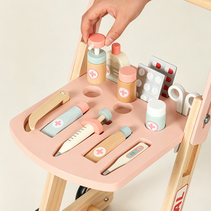 Ensemble de jeu interactif en <span class=keywords><strong>bois</strong></span> pour enfants : Maisonnette, <span class=keywords><strong>chariot</strong></span> d'imitation d'équipement médical, jeu de <span class=keywords><strong>docteur</strong></span> et infirmière pour bébés, pour 4-6 ans - Product Image 4