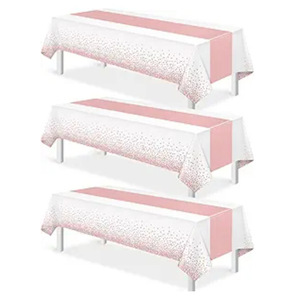 Nappe en plastique <span class=keywords><strong>jetable</strong></span> - Résistante à l'huile, rectangulaire, imprimée pour la décoration <span class=keywords><strong>de</strong></span> mariage, <span class=keywords><strong>de</strong></span> fête et <span class=keywords><strong>de</strong></span> banquet, personnalisable - Product Image 5