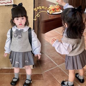 Tongxingyuan Girls Jk Set Spring Outfit Three Piece School Style Cotton Childrens Fashion Clothes - Product Image 1