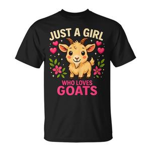 T-shirt Just A Girl Who Loves Goats noir unisexe taille adulte S M L XL XXL - Product Image 1
