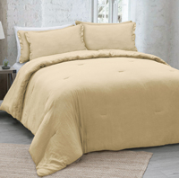 Ensemble de couette en coton à volants, nouveau vêtement en pierre de couleur unie