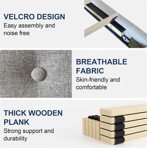 Nữ Hoàng Kích thước nền tảng khung giường với bọc đầu giường, nút chần thiết kế, không có hộp mùa xuân cần thiết, ánh sáng màu xám - Product Image 4