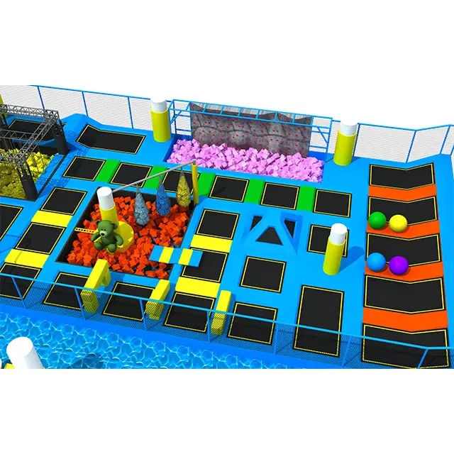 2024 New commercial trampoline parks kids foam pit block adult indoor large rectangular bungee jumping children trampoline park