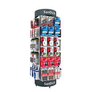 Nouveau modèle de présentoir rotatif numérique pour mobiles - Étagère d'exposition avec panneaux perforés, crochets double face, en fer forgé - Product Image 4