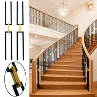Balustre carré en fer forgé noir et or de haute qualité, très populaire, pour rampe d'escalier intérieure en bois - Vente chaude