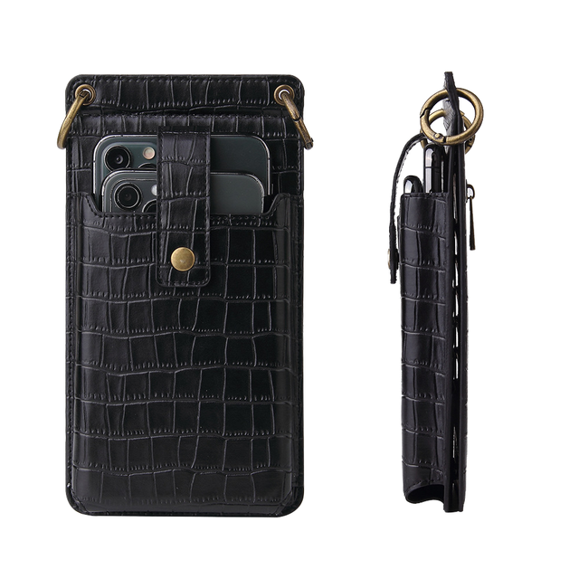 Womens RFID Leather Crossbody Cell Phone Purse Wallet with Chains Decoration Shoulder Handbag for iPhone 12 Girls