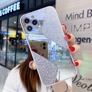Luxury Glitterแต่งหน้ากระจกสําหรับโทรศัพท์ 15 13 12 11 Pro MAX XS XR Blingเลื่อมซิลิโคนฝาครอบโทรศัพท์กรณี - Product Image 2