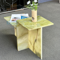 Table basse en onyx vert naturel de luxe au design moderne, socle en marbre bas pour salon chambre à coucher Table d'appoint pour le thé
