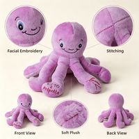 Peluche Pieuvre Violette Personnalisée, Jouet en Peluche Doux avec Logo Brodé, Vente en Gros, Jouets pour Bébés, Cadeaux Personnalisés en Peluche pour Enfants