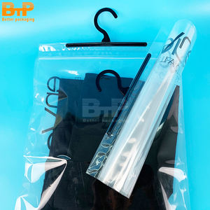 Sacs refermables personnalisés imprimés avec fermeture éclair, sacs en plastique transparent Mylar avec cintre, sacs d'emballage pour vêtements - Product Image 3