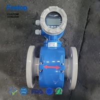 Festop industriële elektromagnetische flowmeter voor afvalwater, corrosiebestendig, met zuurbestendige PTFE-voering.