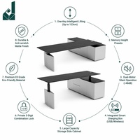 Bureau debout électrique en placage de bois naturel, finition polie à la main, poste de travail durable pour le bureau et les sièges sociaux