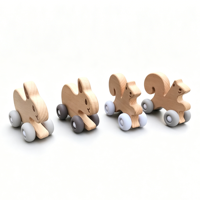 Jouet en bois Montessori en gros : Voiture animale à pousser pour bébé, jouet éducatif de préhension