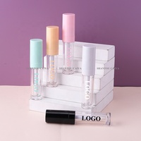 Emballage cosmétique de 9 ml, tube rond transparent rose blanc vide, gros applicateur pour gloss à lèvres, contenants pour gloss à lèvres, tube avec gros applicateur