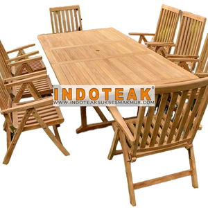 Teck Pliable Traditionnel Design Hôtel Salle à Manger En Plein Air Ensemble De Luxe Meubles De Jardin-Prix D'usine Grossiste Indonésie - Product Image 1