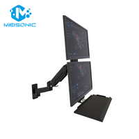 Support double moniteur réglable Meisonic T8-GA02KB-SPA, bras en alliage d'aluminium, rotation à 360°, support d'écran pour moniteurs de 32 pouces, neuf