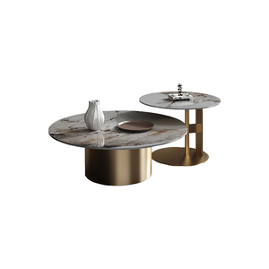 Thiết Kế Sáng Tạo Bàn Cà Phê Đặt Nhà Phòng Khách Thép Không Gỉ Vòng Bàn Cà Phê + Góc Bàn - Product Image 5