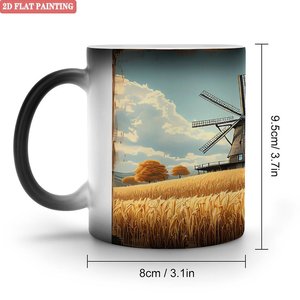 Frosted Black 11oz <b>Ceramic</b> Magic Mug Heat Sensitive Color Changing <b>Cup</b> For Outdoor Hiking Drinking - Product Image 1