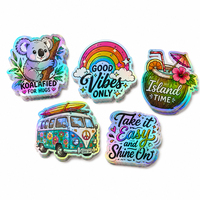 Autocollant personnalisé découpé à la forme avec hologramme, étiquette adhésive en vinyle PVC, impression imperméable, logo personnalisé, autocollants holographiques pour enfants