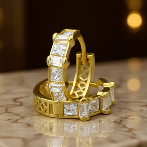 Anello in Oro con Diamanti Taglio Baguette Colore G Oro Giallo Naturale Stile Classico Gioielli da Donna per Uso Quotidiano - Product Image 2