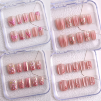 Uñas Postizas de Ojo de Gato con Diseños Variados al por Mayor, con Caja, 10 Piezas, Reutilizables, de Longitud Corta y Media, Colección Surtida