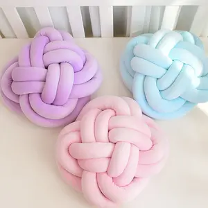 Braid Knot Pillow Throw Cushion Solid Color Soft Baby Cot Sofa Decoration Kids Bedroom Decor Pillow